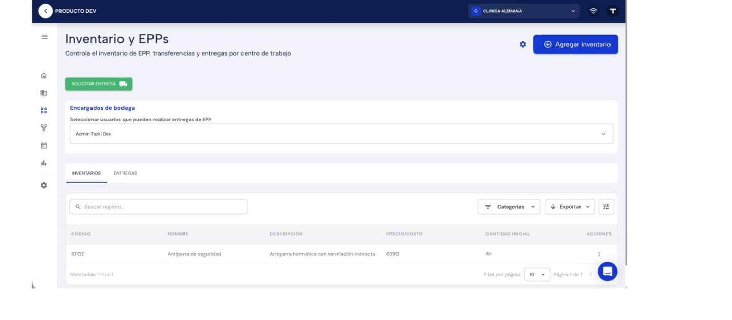 Tablas de Inventario y Entregas de EPP con el nuevo diseño