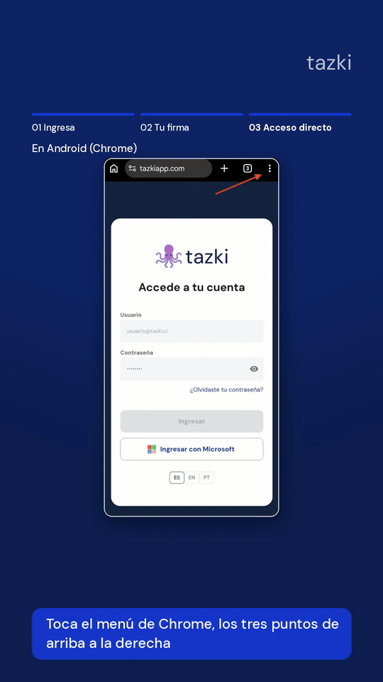Paso 3: crear el acceso directo a Tazki en Android y en iPhone